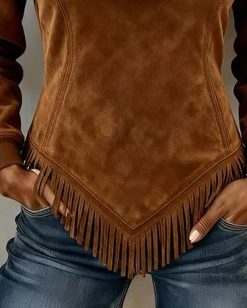 Sabina Avellino™ Mikina na half-zip s třásněmi pro bezstarostný styl