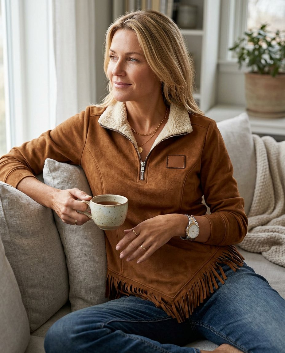 Sabina Avellino™ Mikina na half-zip s třásněmi pro bezstarostný styl