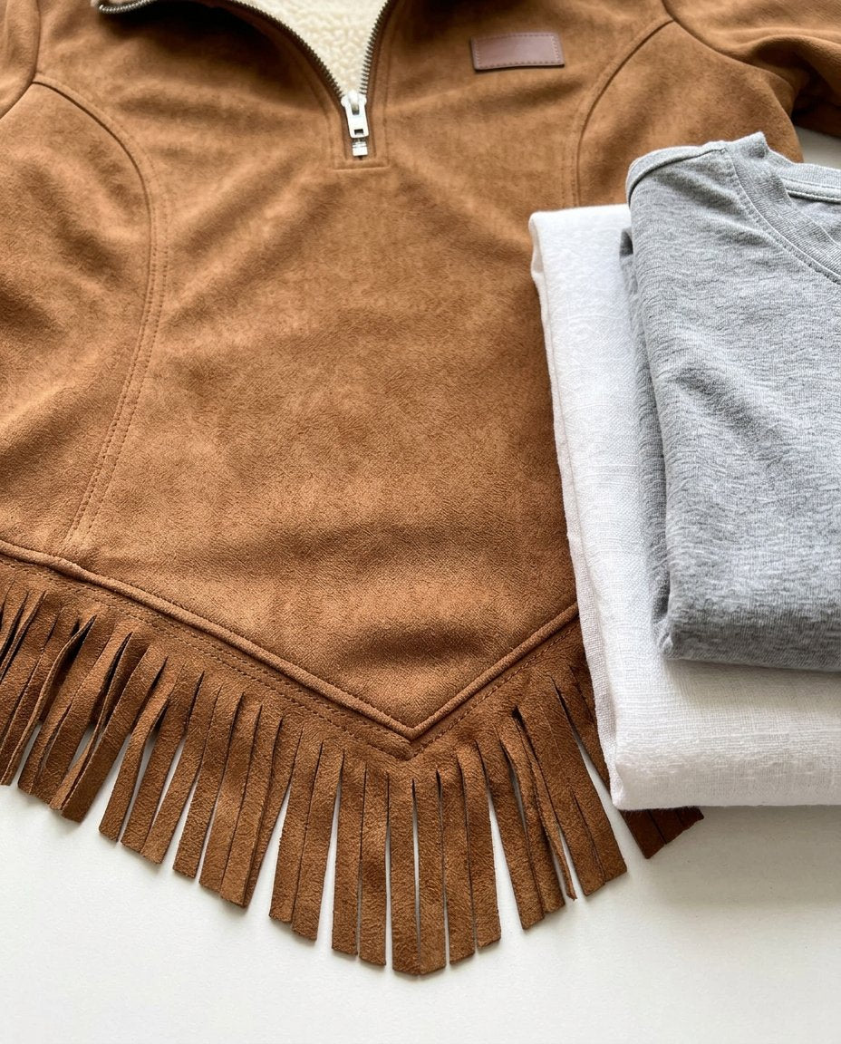 Sabina Avellino™ Mikina na half-zip s třásněmi pro bezstarostný styl