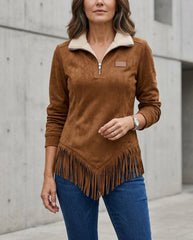Sabina Avellino™ Mikina na half-zip s třásněmi pro bezstarostný styl