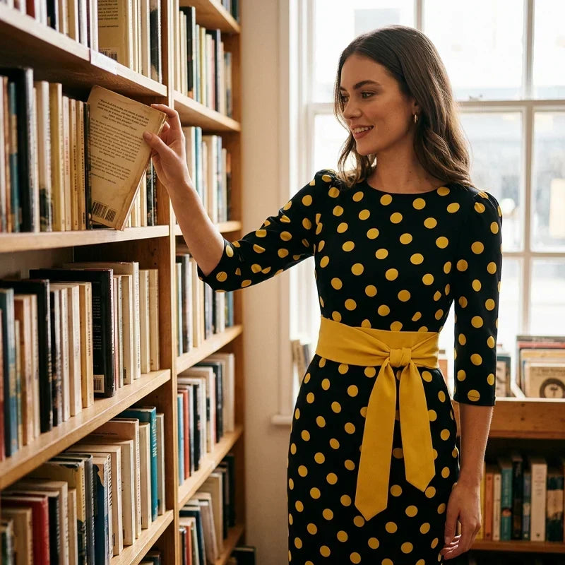 Sabina Azzolini™ Elegantní šaty s puntíky pro nenásilný styl