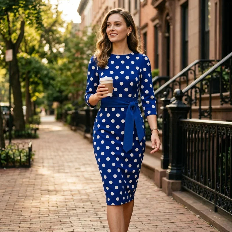 Sabina Azzolini™ Elegantní šaty s puntíky pro nenásilný styl