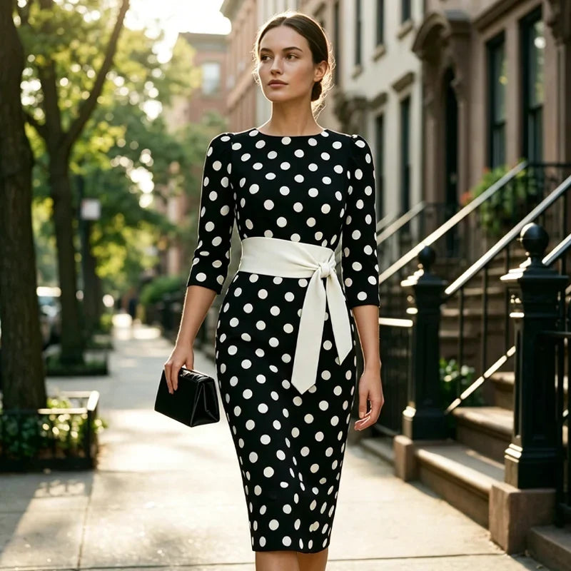Sabina Azzolini™ Elegantní šaty s puntíky pro nenásilný styl