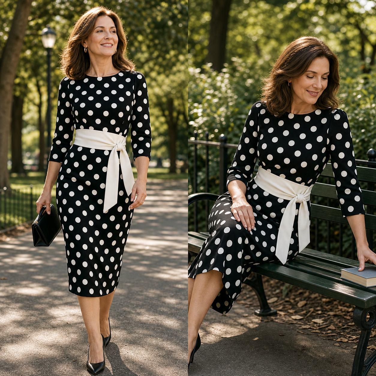 Sabina Azzolini™ Elegantní šaty s puntíky pro nenásilný styl
