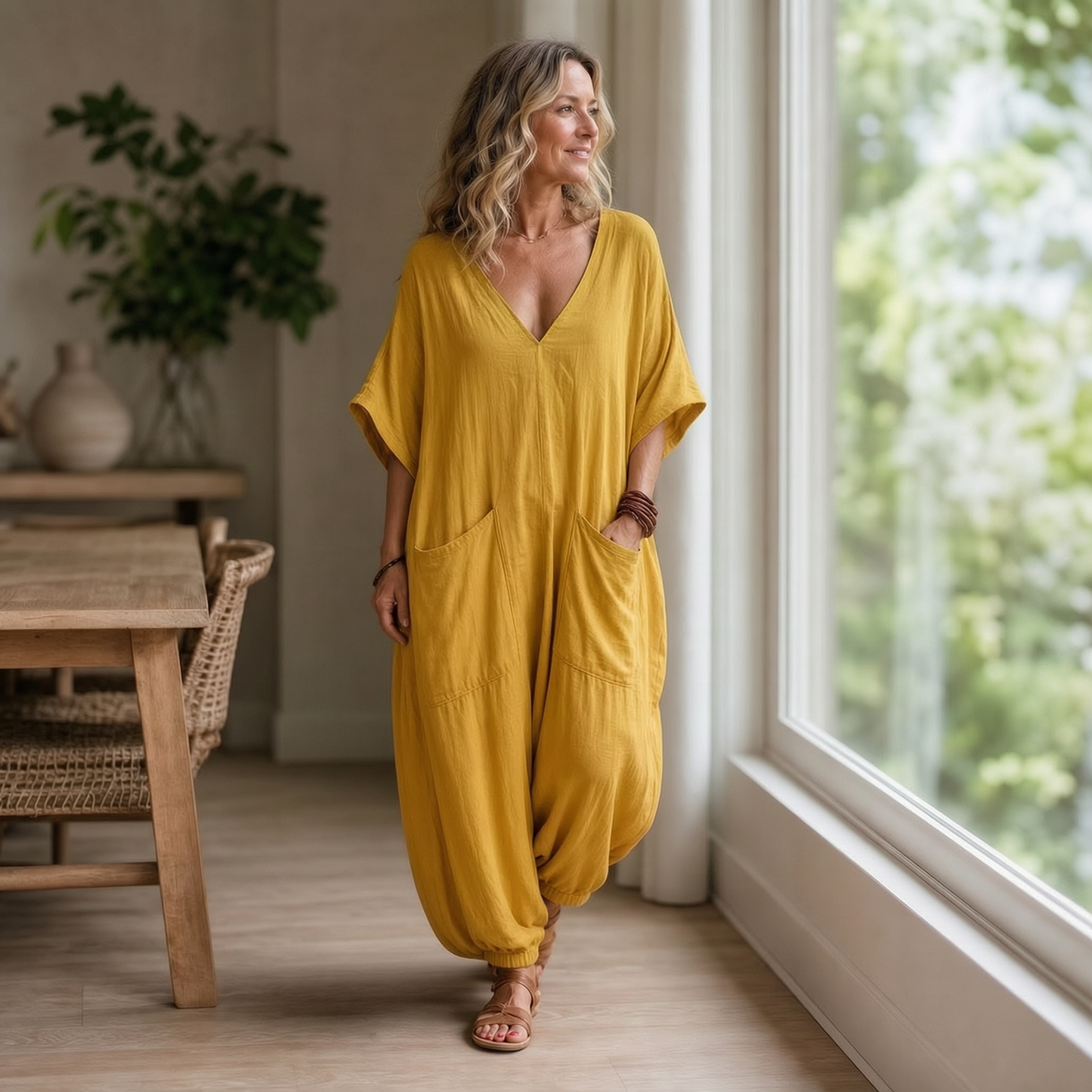 Sabina Saluzzo™ Prodyšný letní overal pro nenásilný styl
