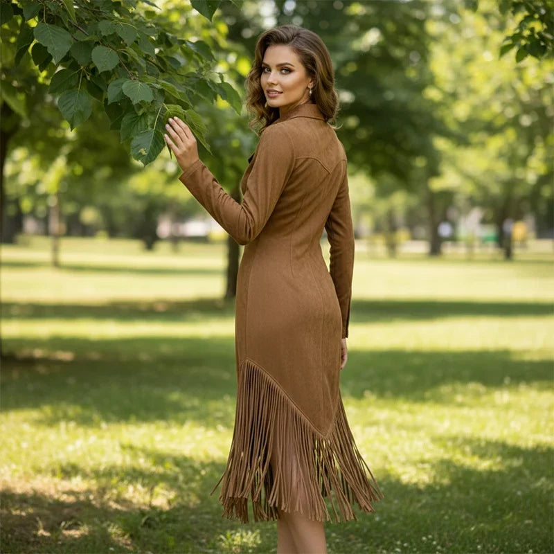 Sabrina Boldrini™ Retro midi šaty se střapci pro křivky