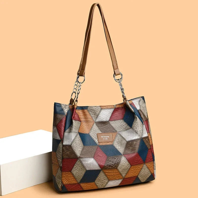Seraphina Plus™ Elegantní patchworková taška přes rameno do práce i na víkend