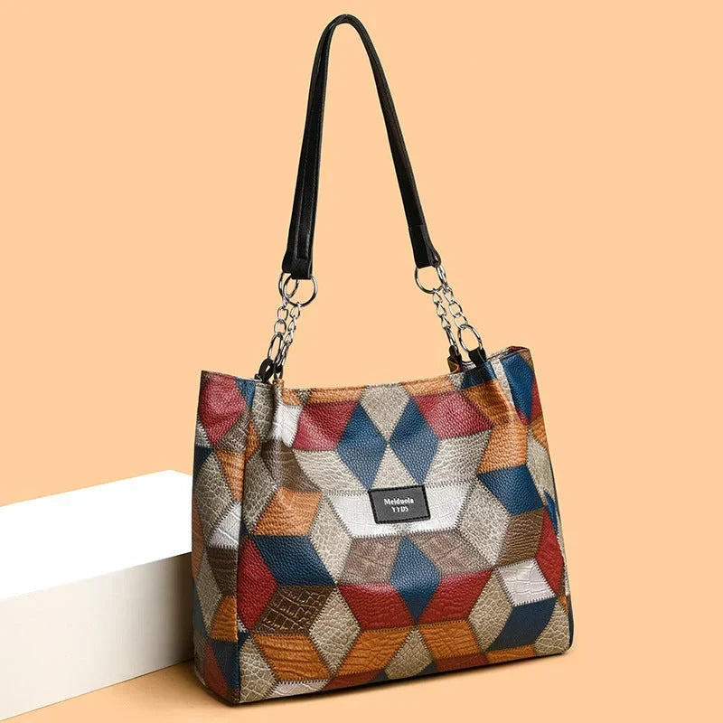 Seraphina Plus™ Elegantní patchworková taška přes rameno do práce i na víkend