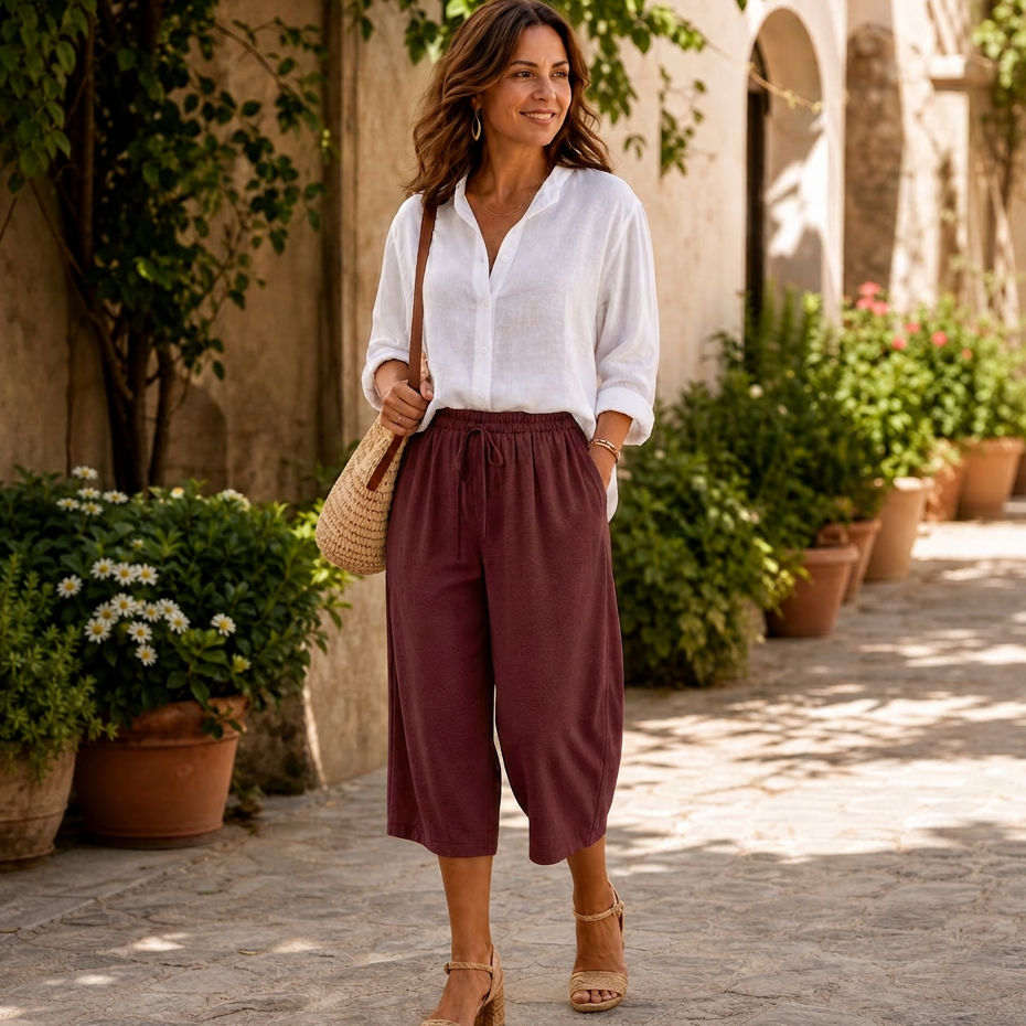 Severina Felici™ Prodyšné capri kalhoty pro pohodlí každého dne