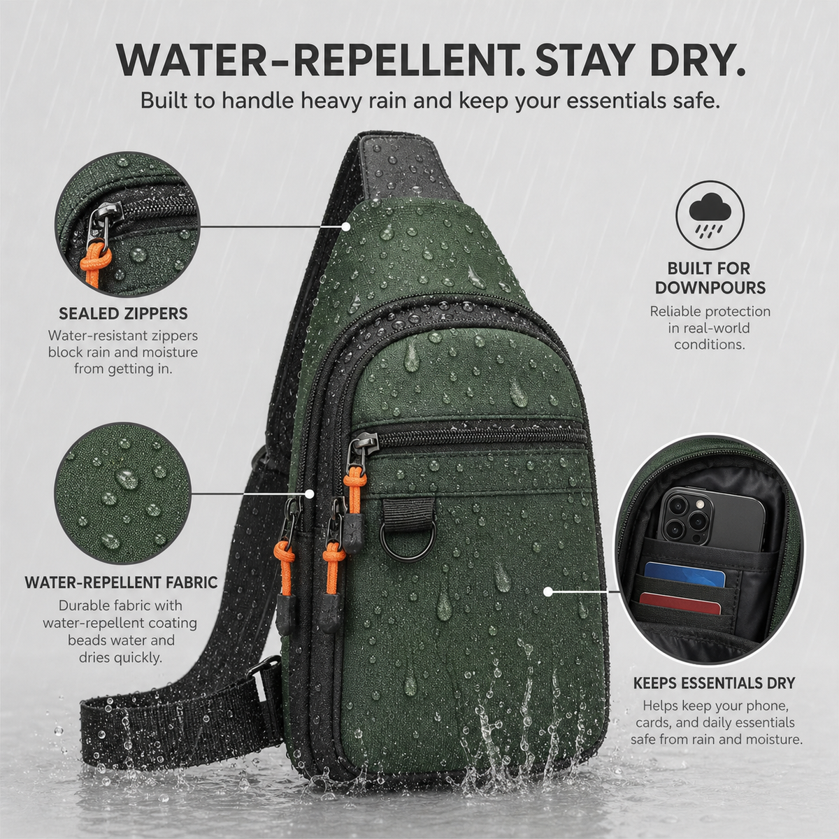SlingGuard™ Vícekapesní crossbody taška přes rameno pro cestování na cestách
