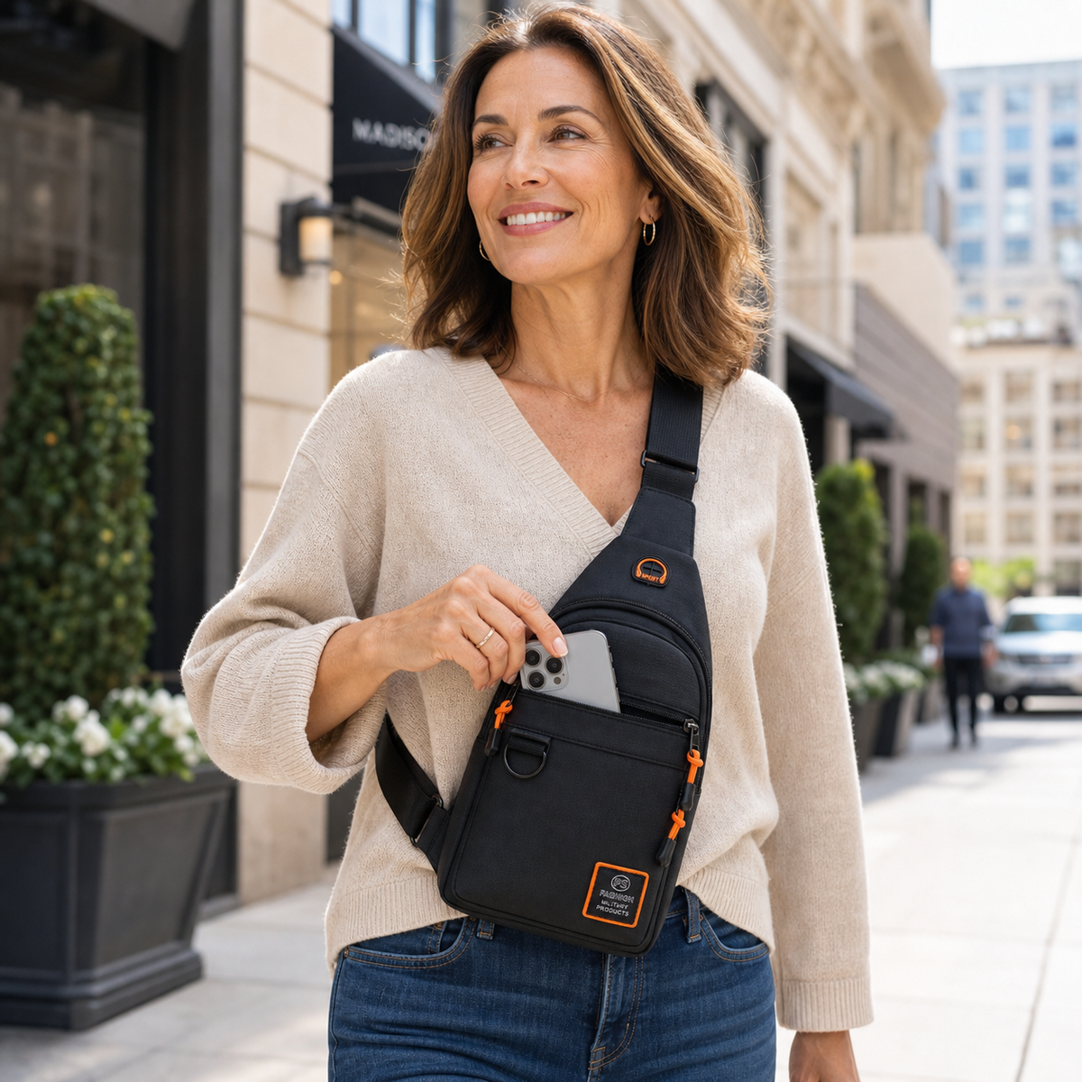 SlingGuard™ Vícekapesní crossbody taška přes rameno pro každodenní nošení