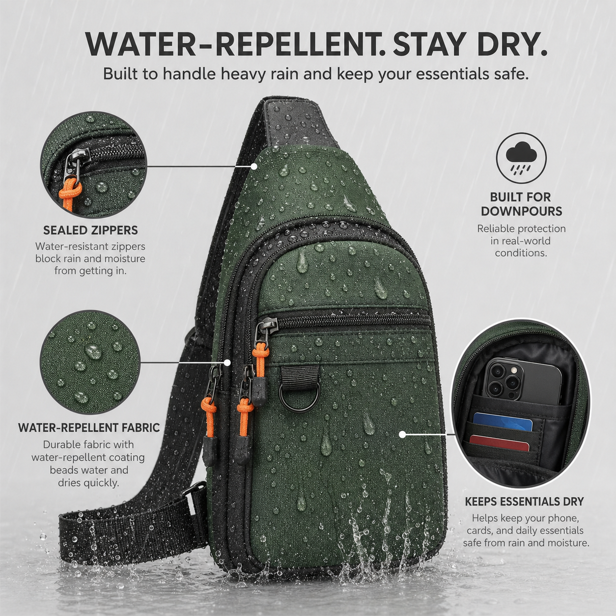 SlingGuard™ Vícekapesní crossbody taška přes rameno pro každodenní nošení