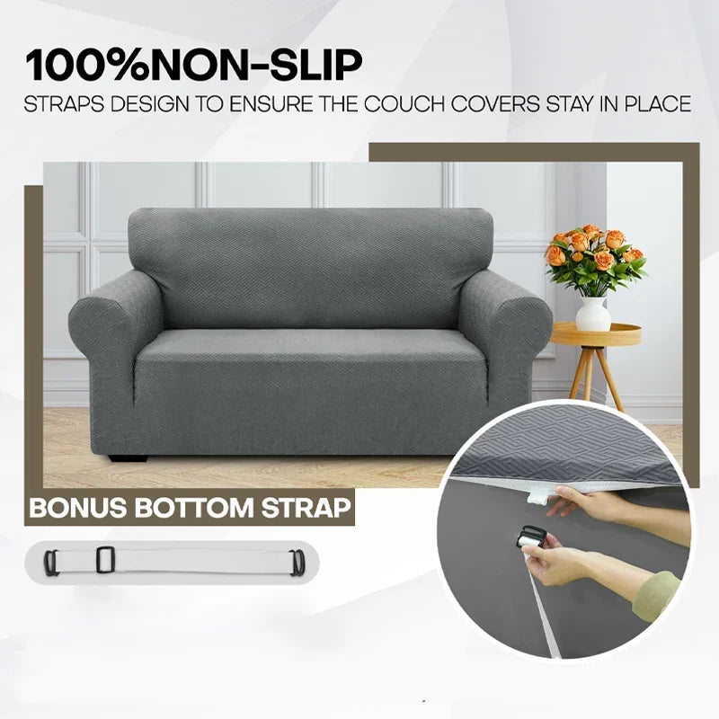 SnugFit Prime Stretch Sofa Cover - main product view of elastic jacquard stretch slipcover