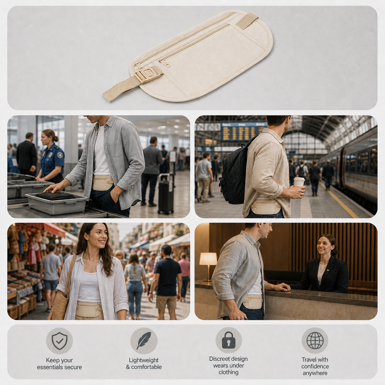 StashGuard™ Bezpečnostní ledvinka s RFID ochranou pro cestování bez starostí