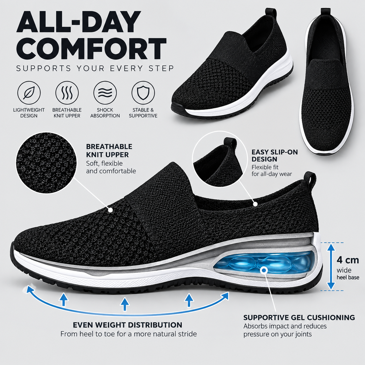 StepCushion Prime™ Ortopedické nazouvací vycházkové boty pro dny bez bolesti
