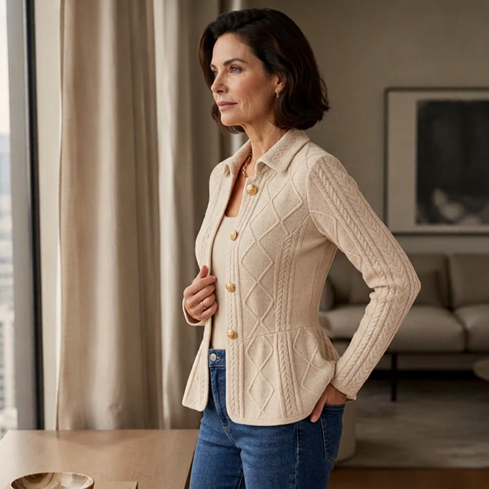 Sveva Nespoli™ Elegantní blazer s volánkovým peplumem do práce