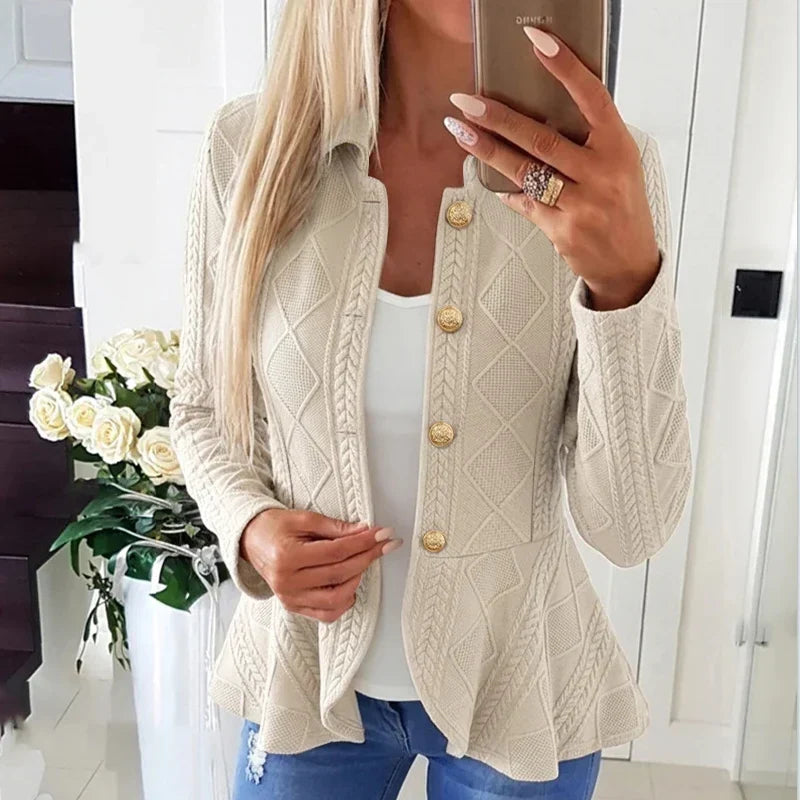 Sveva Nespoli™ Elegantní blazer s volánkovým peplumem do práce