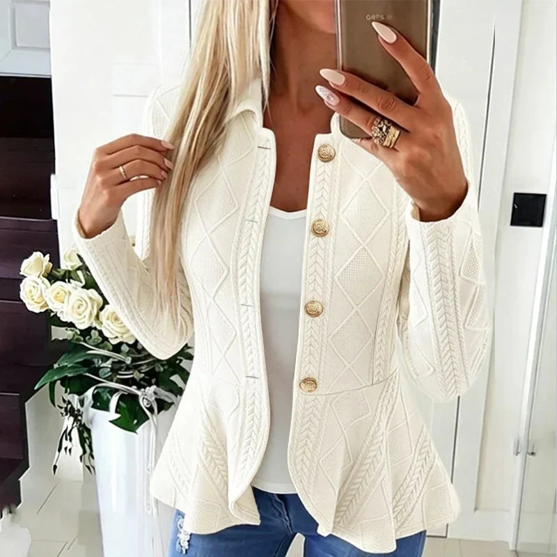 Sveva Nespoli™ Elegantní blazer s volánkovým peplumem do práce