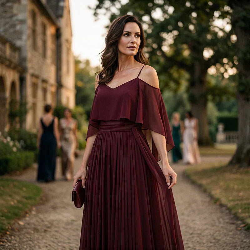 Tania Persico™ Elegantní maxi šaty s průstřihy na ramenou pro plnoštíhlé