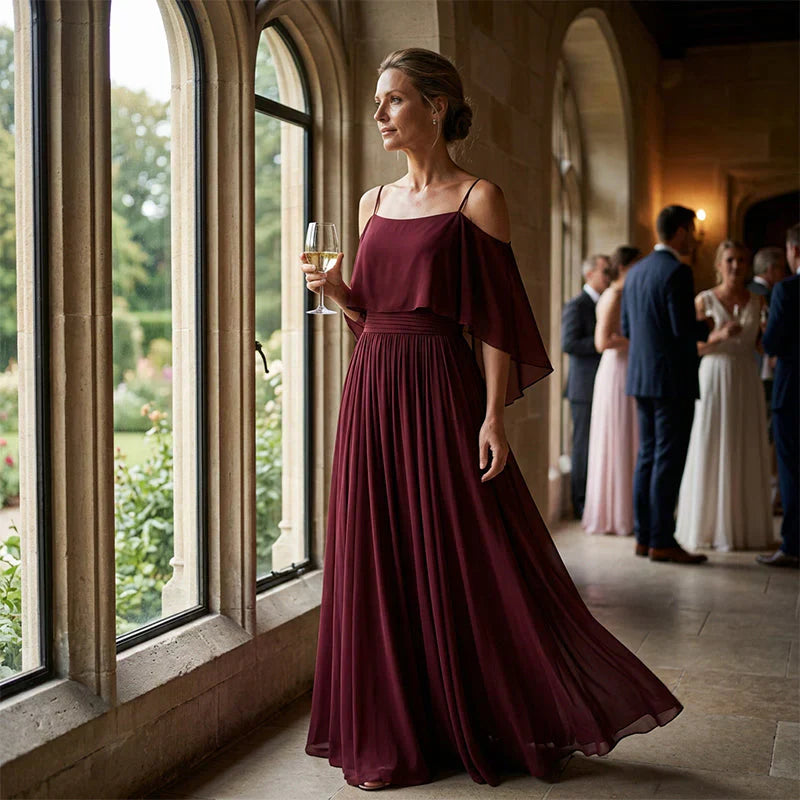 Tania Persico™ Elegantní maxi šaty s průstřihy na ramenou pro plnoštíhlé
