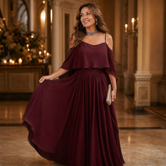Tania Persico™ Elegantní maxi šaty s průstřihy na ramenou pro plnoštíhlé