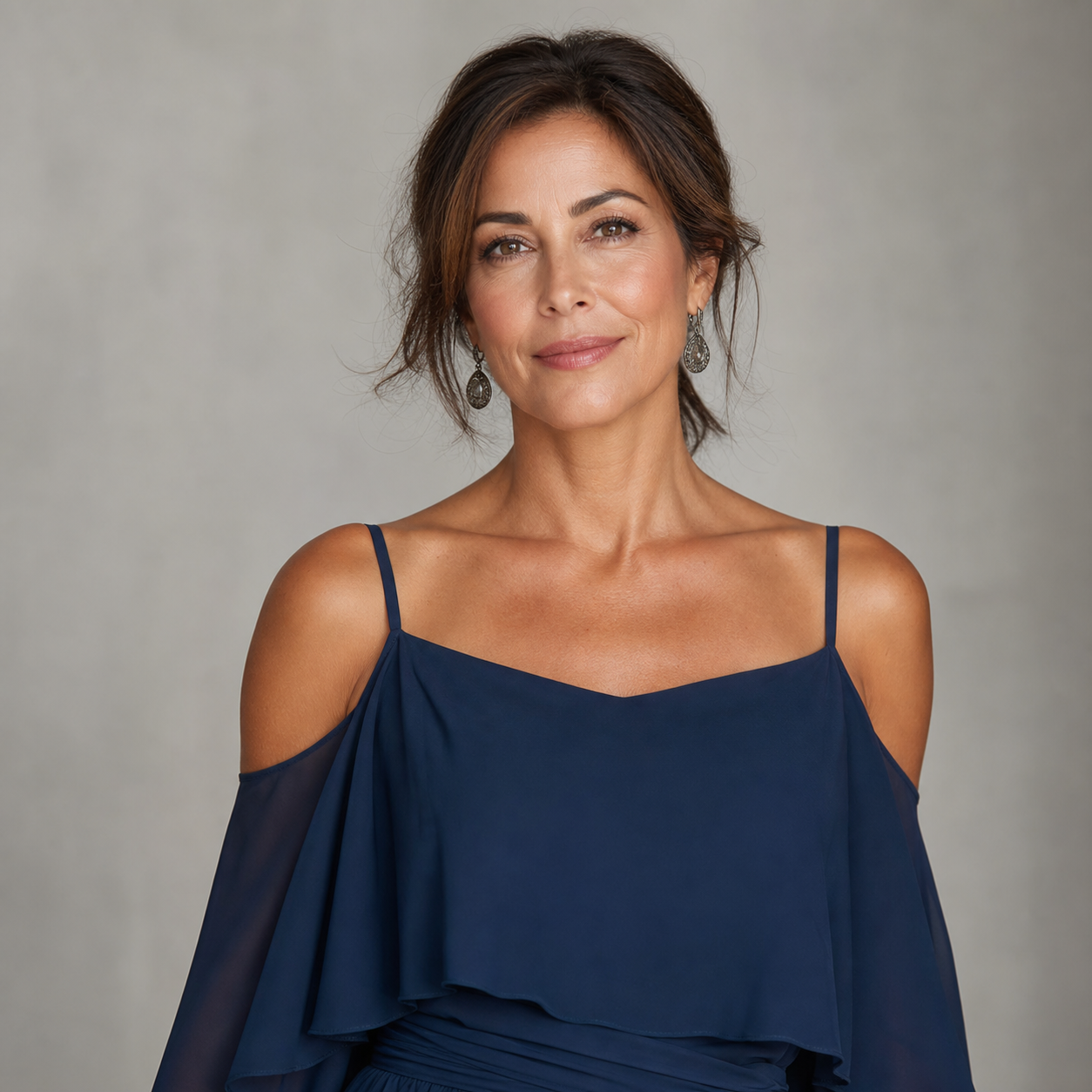 Tania Persico™ Elegantní maxi šaty s průstřihy na ramenou pro plnoštíhlé
