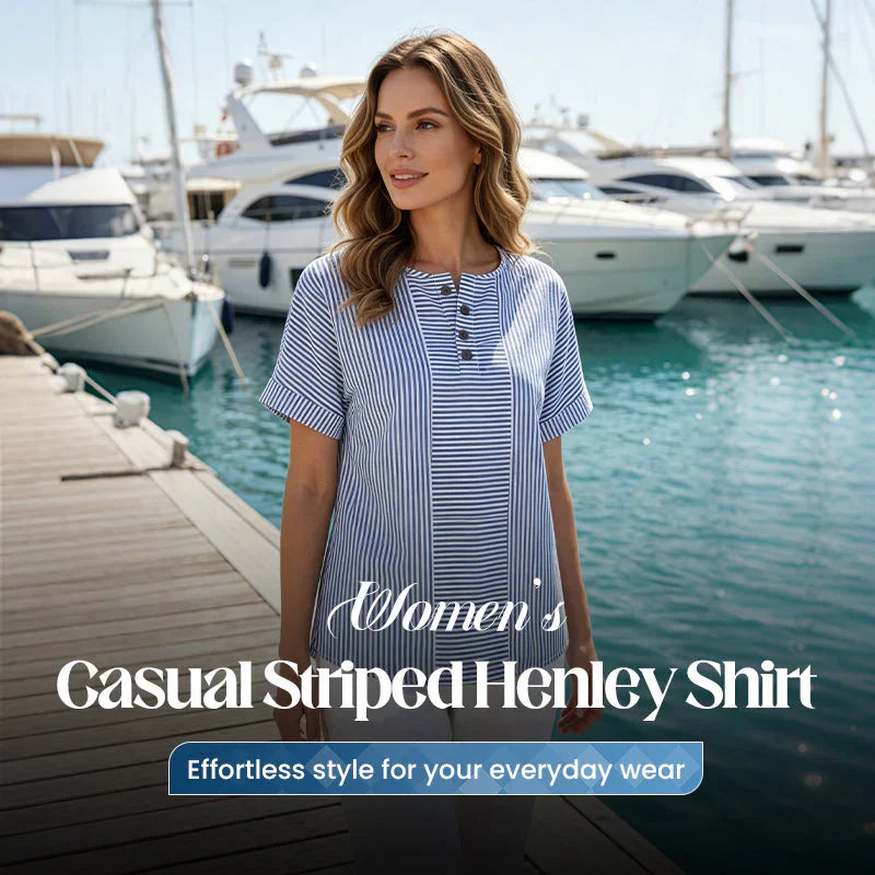 Teodora Filippelli™ Casual pruhovaná henley halenka pro bezstarostné outfity