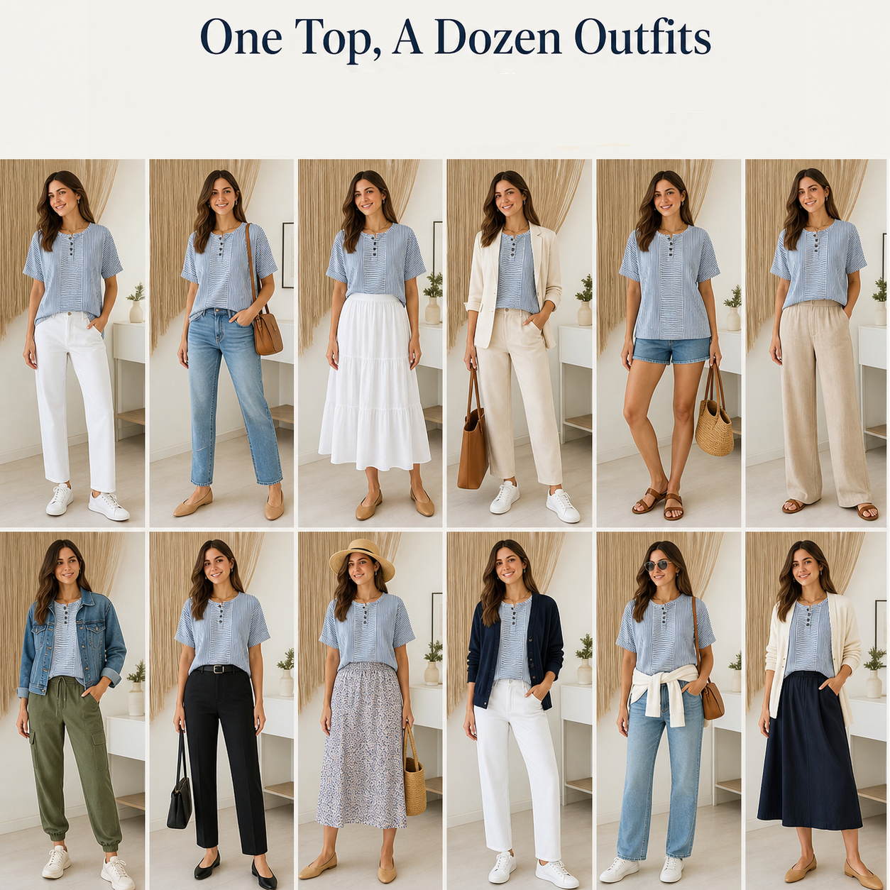 Teodora Filippelli™ Casual pruhovaná henley halenka pro bezstarostné outfity