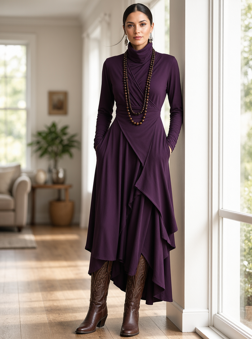 Teodora Solinas™ Elegantní rolákové šaty pro celodenní pohodlí