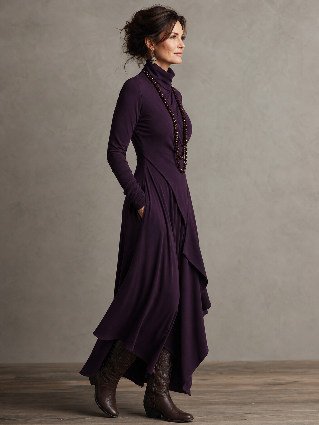 Teodora Solinas™ Elegantní rolákové šaty pro celodenní pohodlí