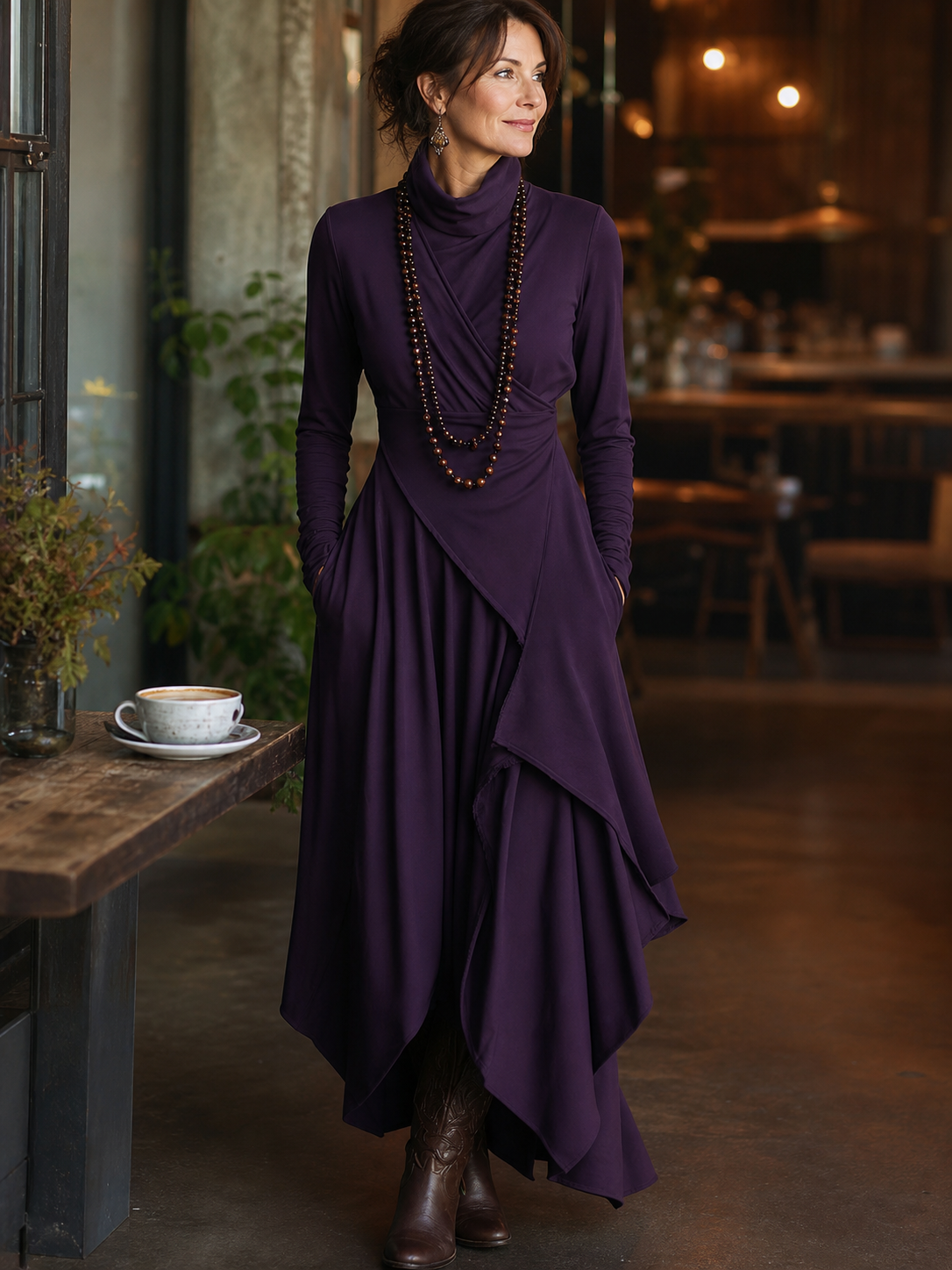 Teodora Solinas™ Elegantní rolákové šaty pro celodenní pohodlí