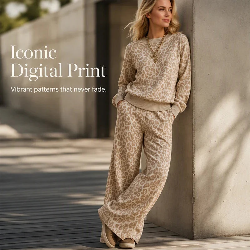Ugolina Astolfi™ Uvolněná leopardí mikina a kalhoty pro bezstarostný styl