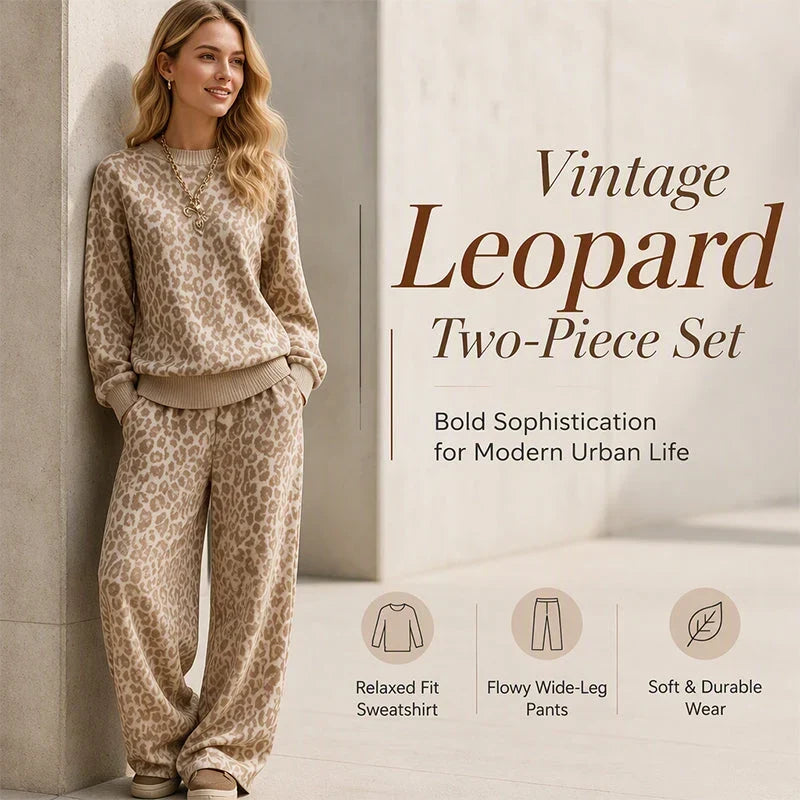 Ugolina Astolfi Relaxed Leopard Sweatshirt & Wide Leg Trousers - main front view of matching outfit
