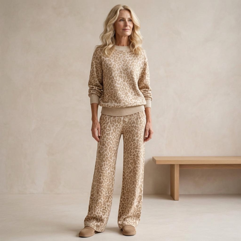 Ugolina Astolfi™ Uvolněná leopardí mikina a kalhoty pro bezstarostný styl