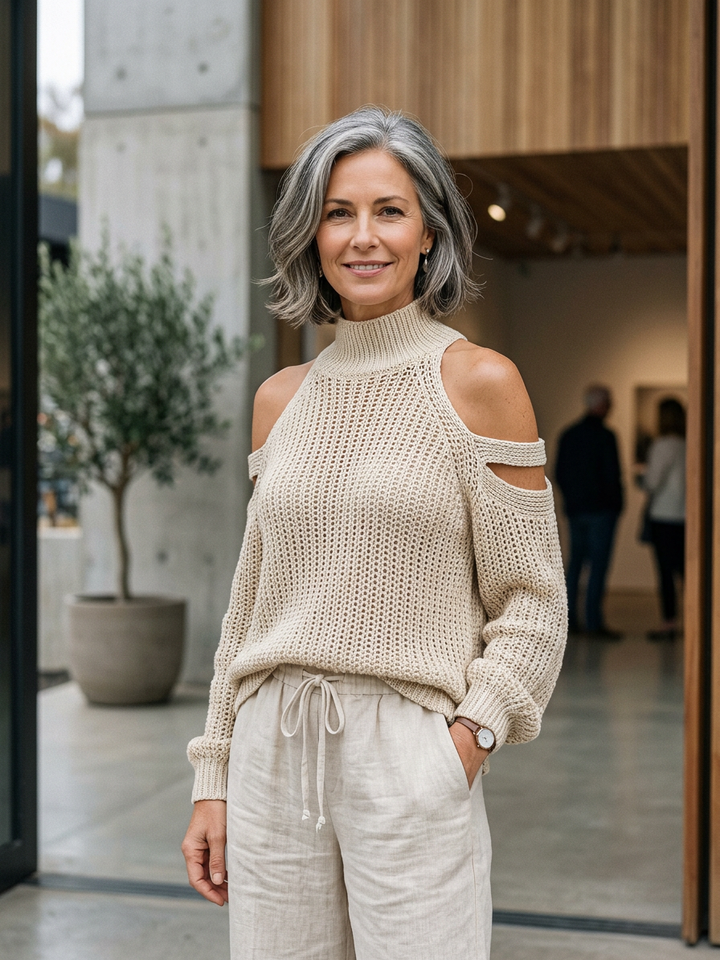 Valentina Baccelli™ Svetr s odhalenými rameny a výřezy pro bezstarostný styl