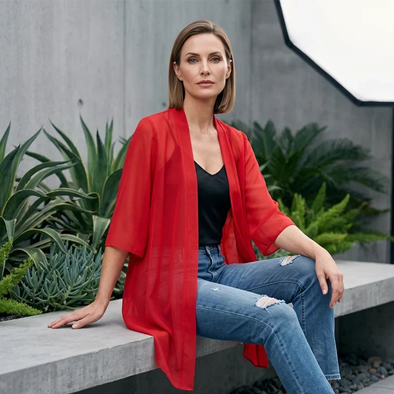 Valentina Balducci™ Lehký gázový kardigan s otevřenou přední částí