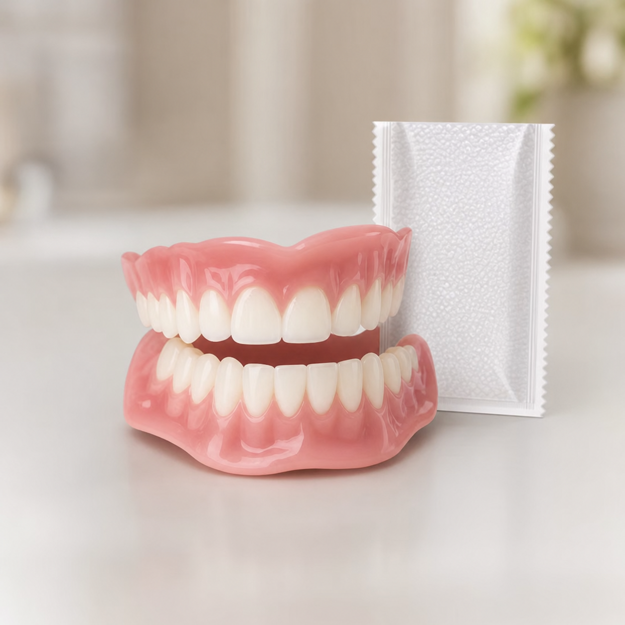 VelvetDent Pro™ Měkký silikonový polštářek na zubní protézu pro pevné uchycení