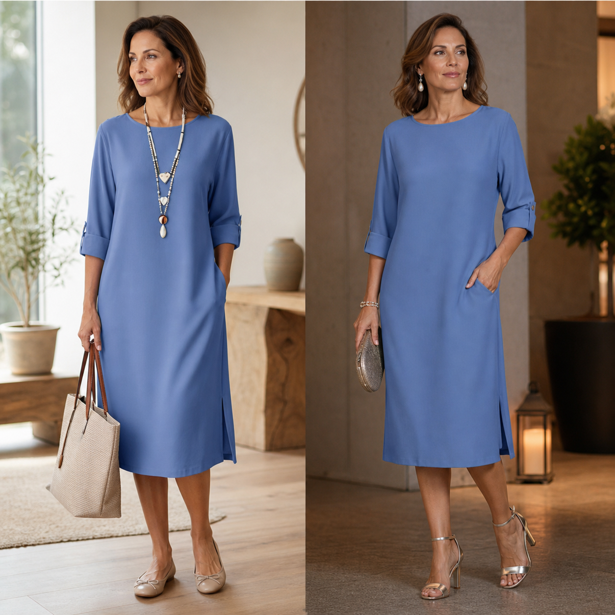 Virginia Franchini™ Minimalistické šaty s kapsami pro nenáročný každodenní styl