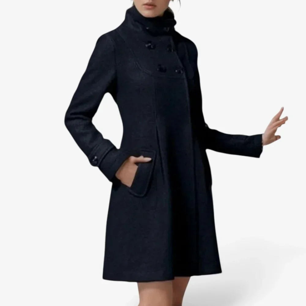 Wanda Salvadori™ Elegantní kapucový áčkový kabát na chladné výlety