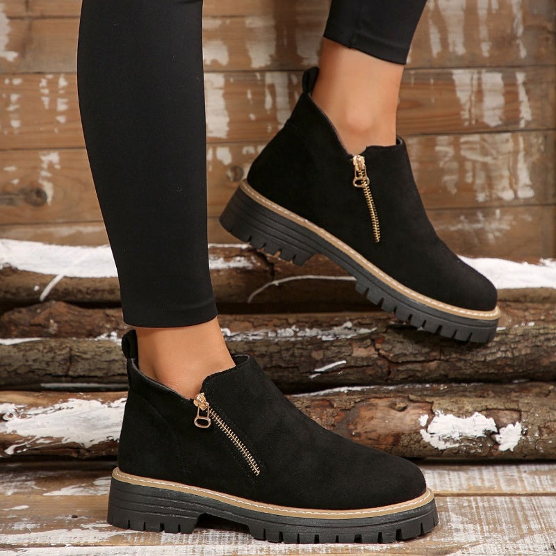 ZipStryde Sleek Zip Ankle Boots - close-up of side zipper closure detail